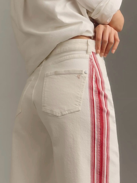 Pilcro Denim - Anthropologie Pilcro Dishtowel Stripe Mid-Rise Wide-Leg Jeans NWT Size 27